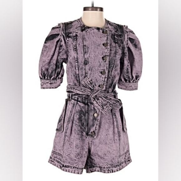 Ulla Johnson Pants - Ulla Johnson Romper Black and Pink Denim